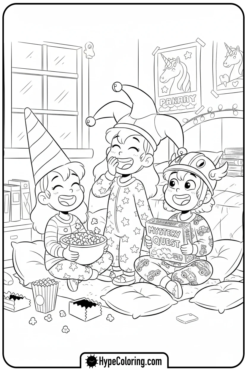 mabel-and-friends-pajama-party - gravity falls coloring pages