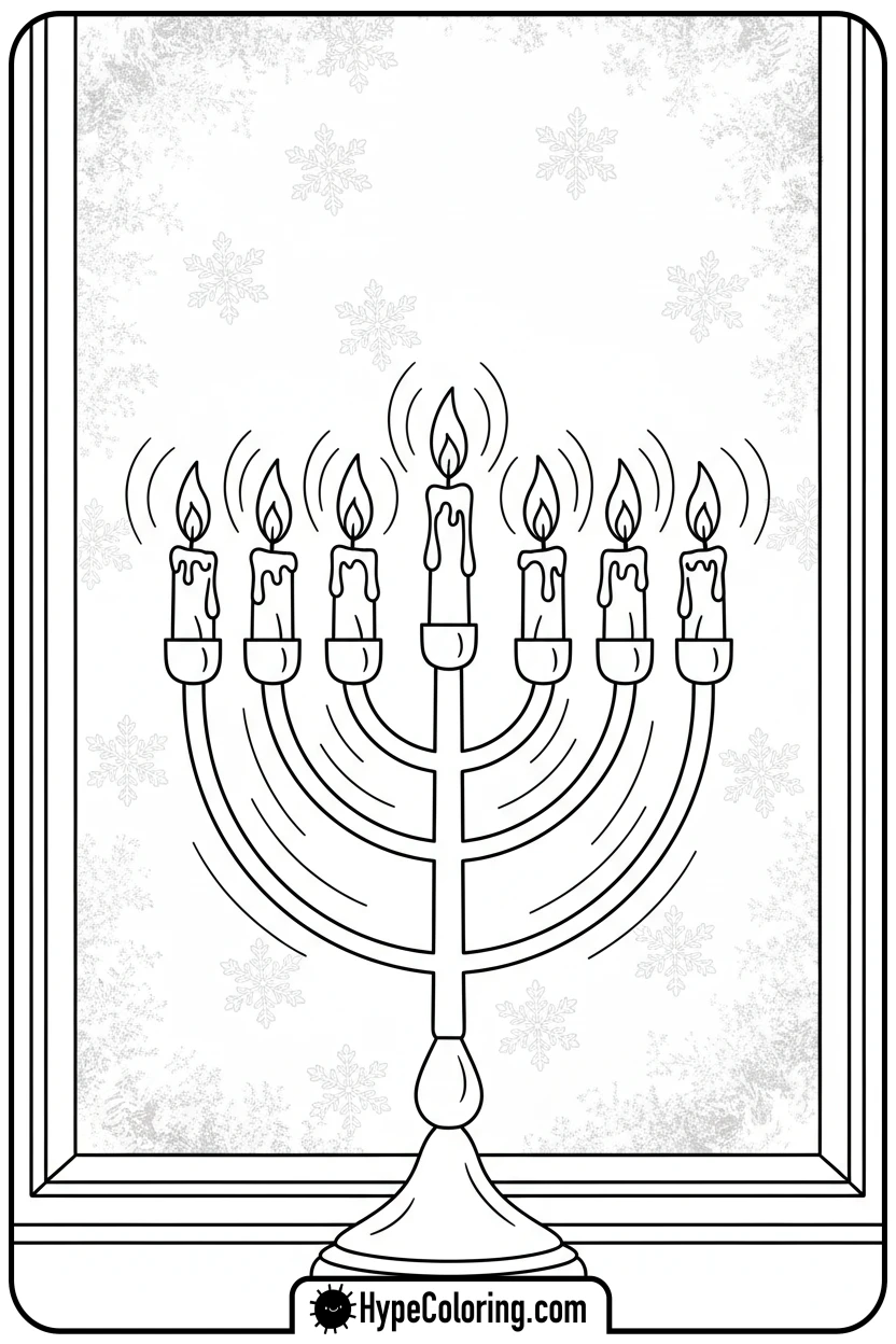 menorah-in-window - hanukkah coloring pages