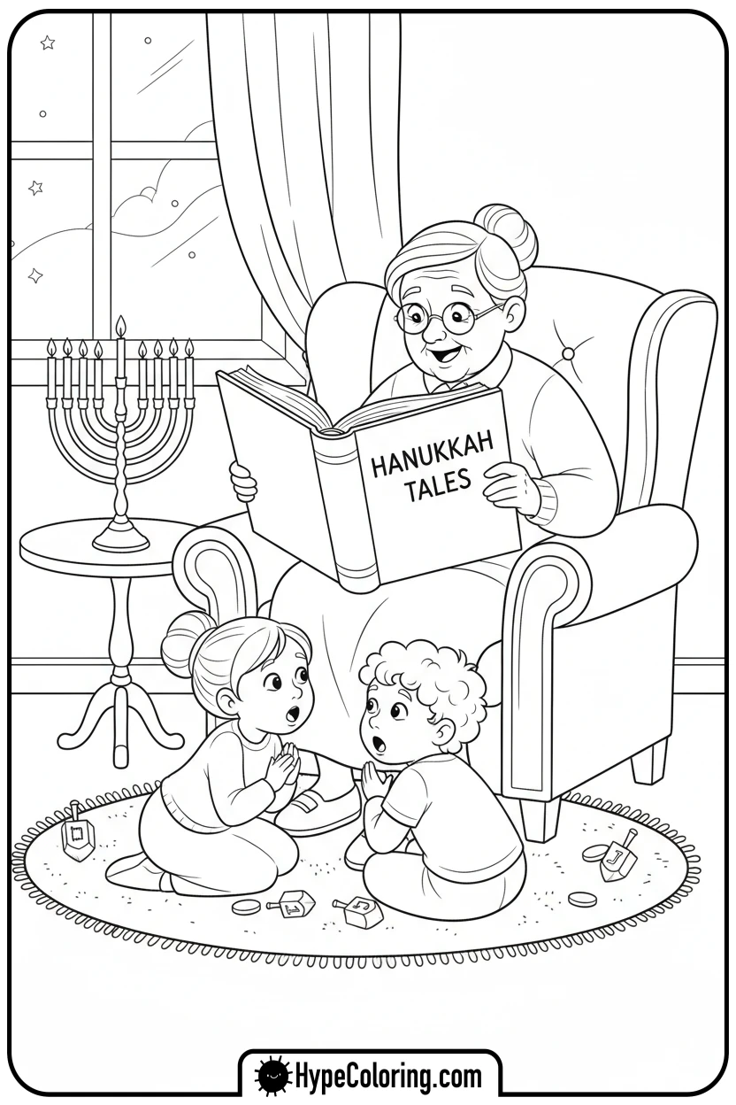 hanukkah-story-time - hanukkah coloring pages