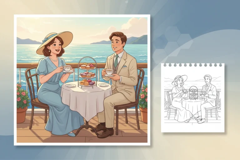 passengers-enjoying-afternoon-tea-on - coloring pages of titanic