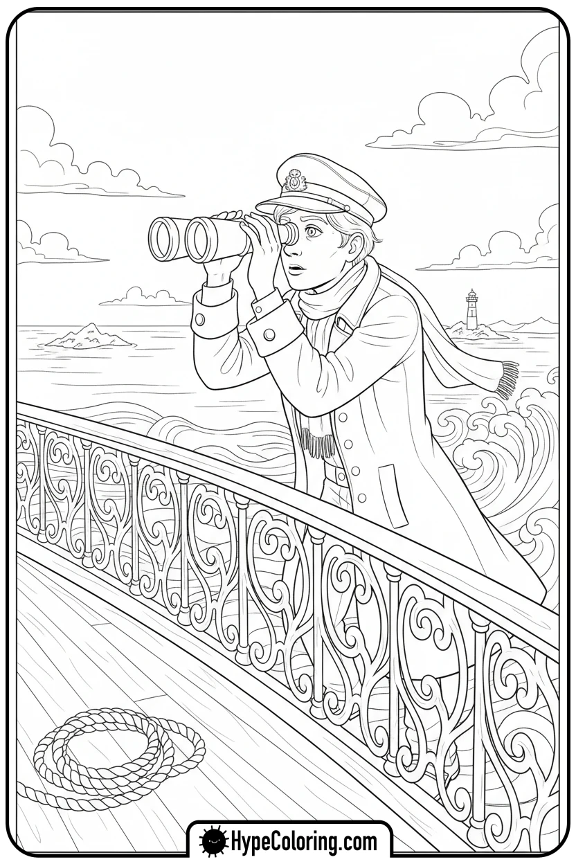 passenger-with-binoculars - coloring pages of titanic