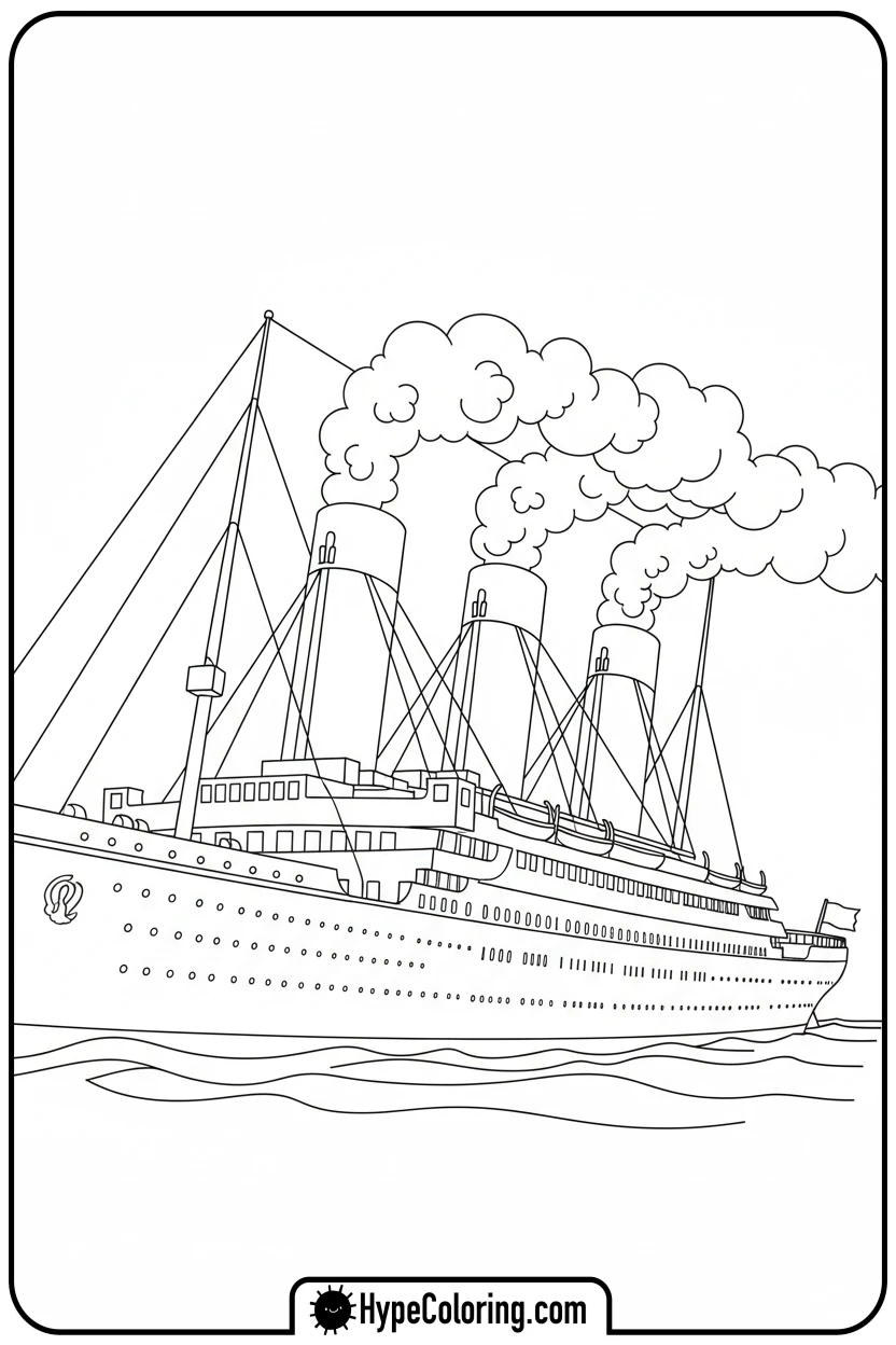 titanic-smokestacks-with-clouds - coloring pages of titanic