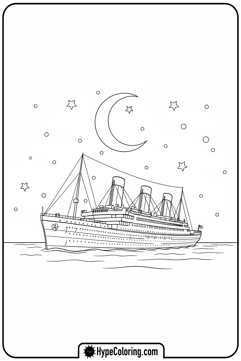 titanic-under-starry-night - coloring pages of titanic