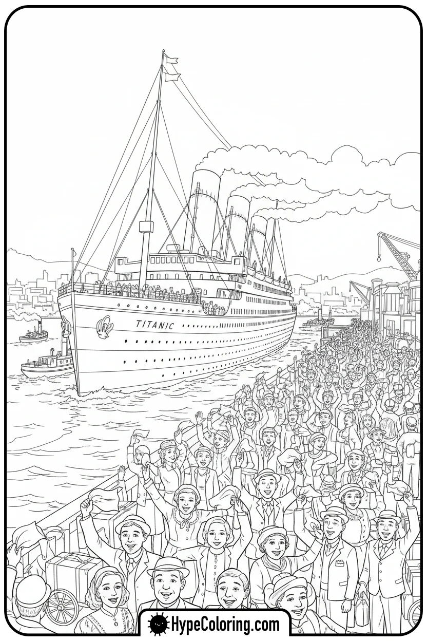 waving-goodbye-to-titanic - coloring pages of titanic