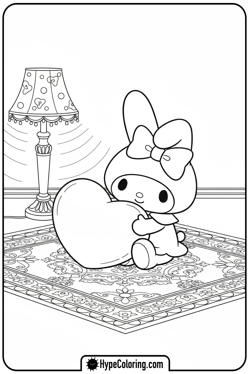 my-melody-hugging-heart-pillow - coloring pages my melody