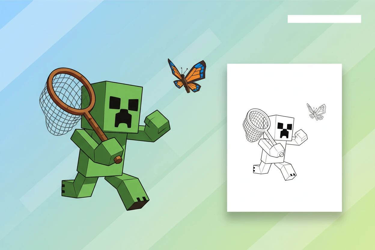 a-playful-creeper-attempting-to - creeper minecraft coloring page