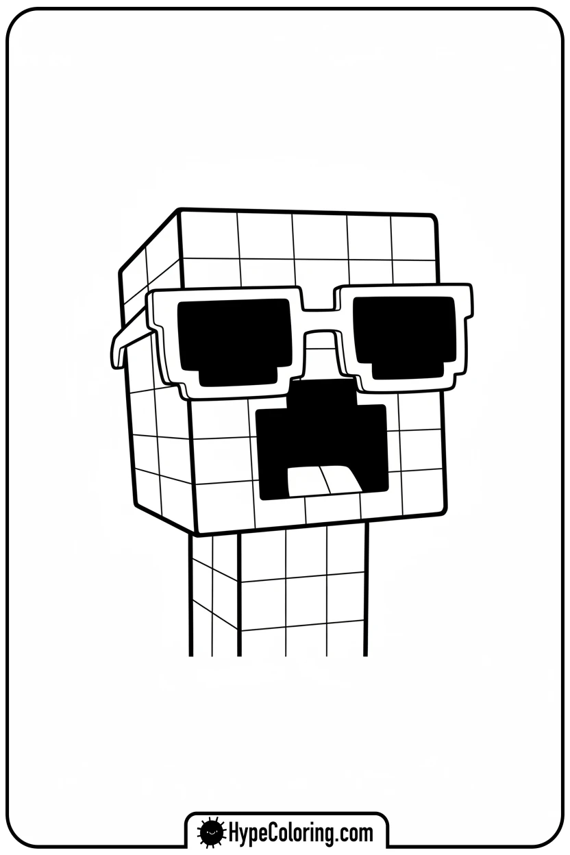 creeper-with-sunglasses - creeper minecraft coloring page