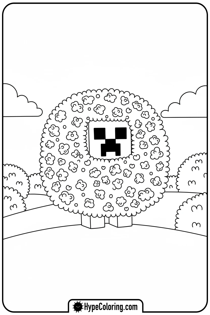 creeper-disguised-as-bush - creeper minecraft coloring page