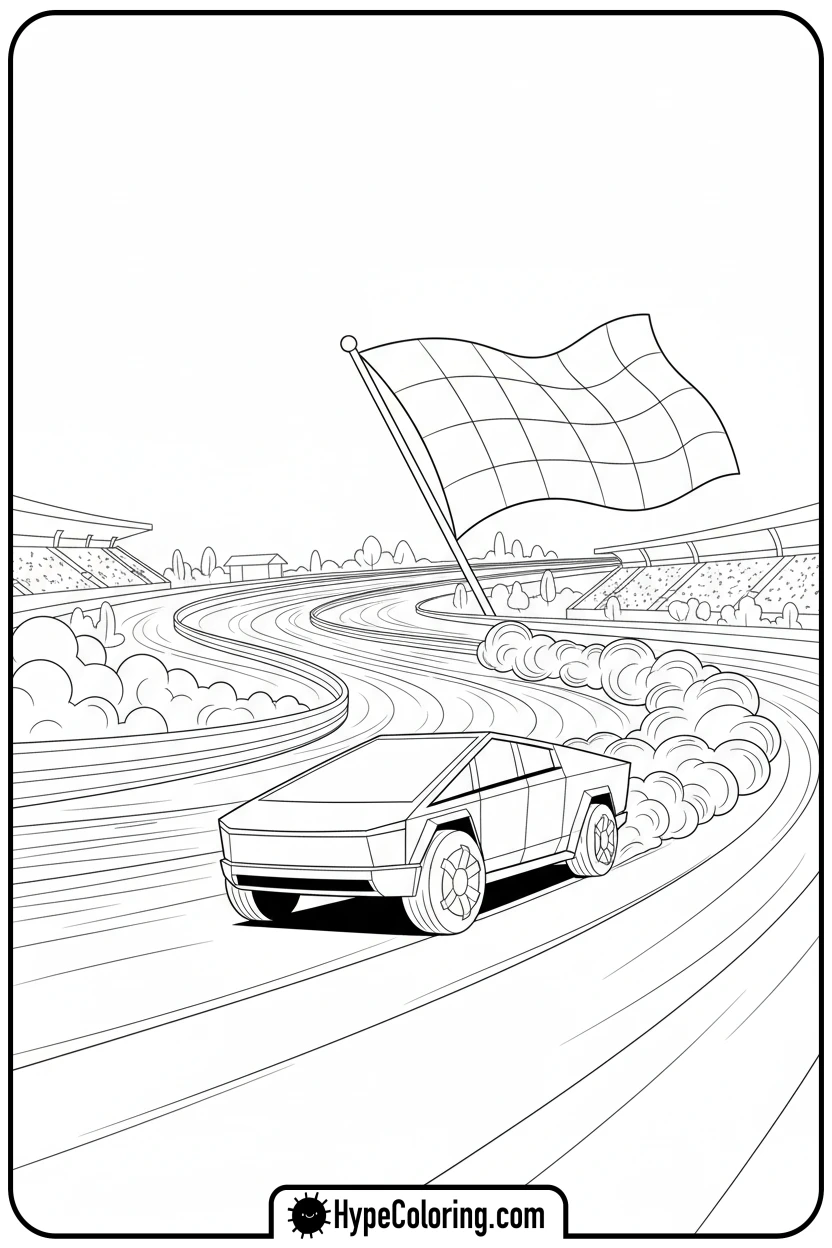 cybertruck-racing - cybertruck coloring page