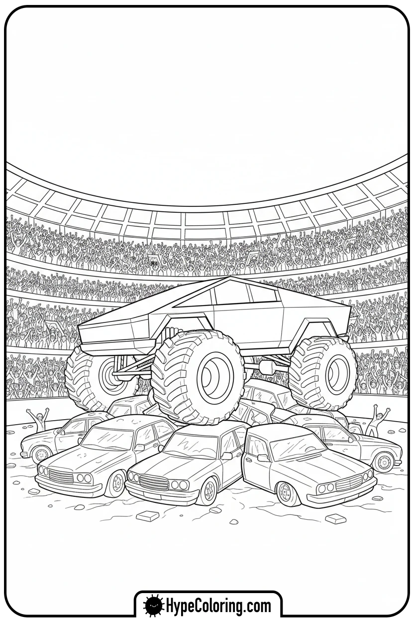 cybertruck-monster-truck - cybertruck coloring page