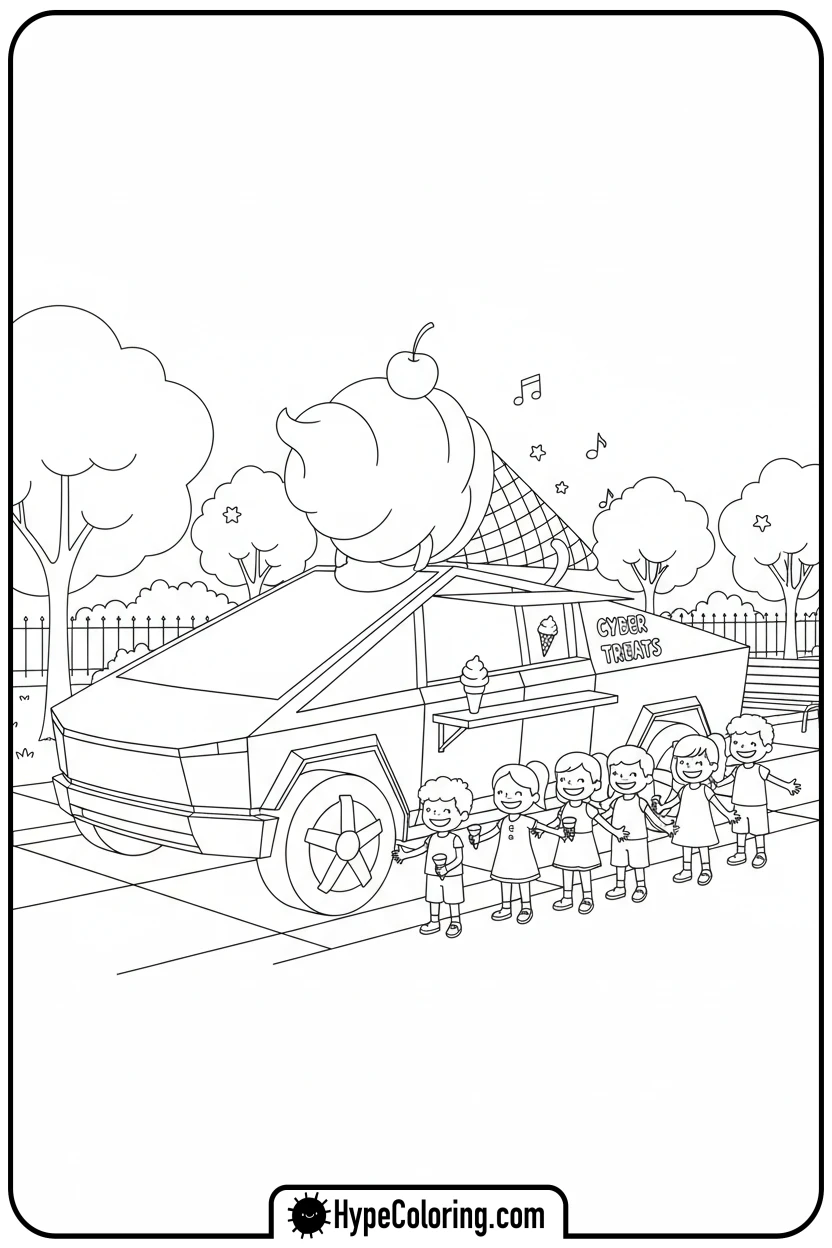 cybertruck-ice-cream-truck - cybertruck coloring page