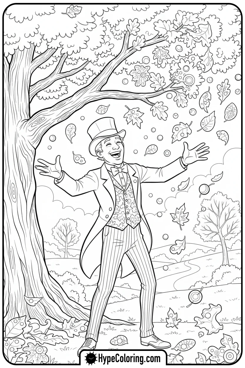 dandy-catching-autumn-leaves - dandys world coloring page