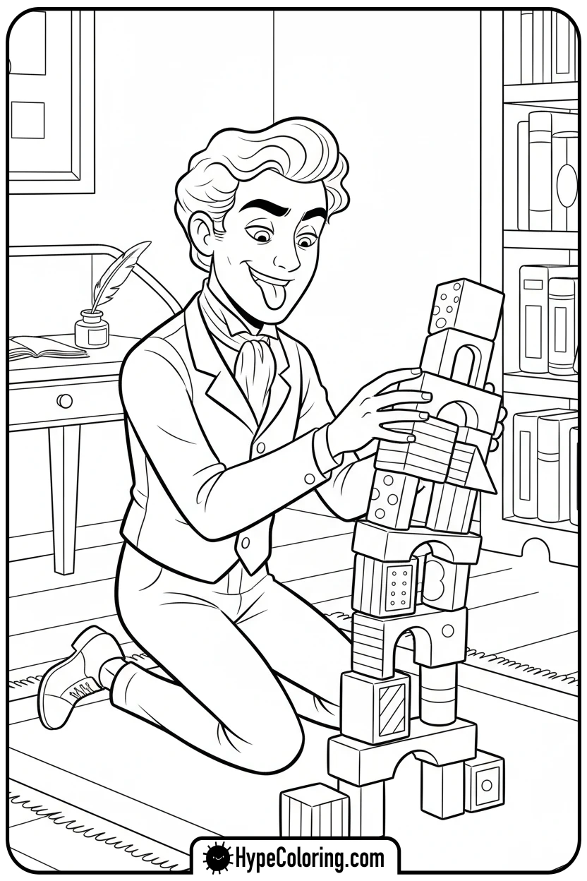 dandy-building-block-tower - dandys world coloring page