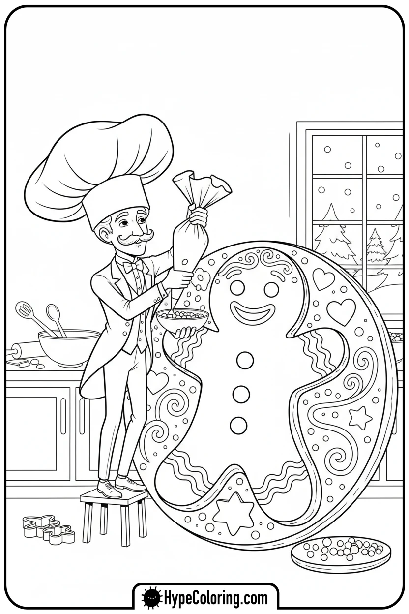 dandy-decorating-gingerbread - dandys world coloring page