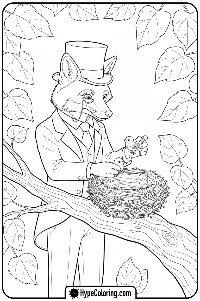 dandy-helping-baby-bird - dandys world coloring page