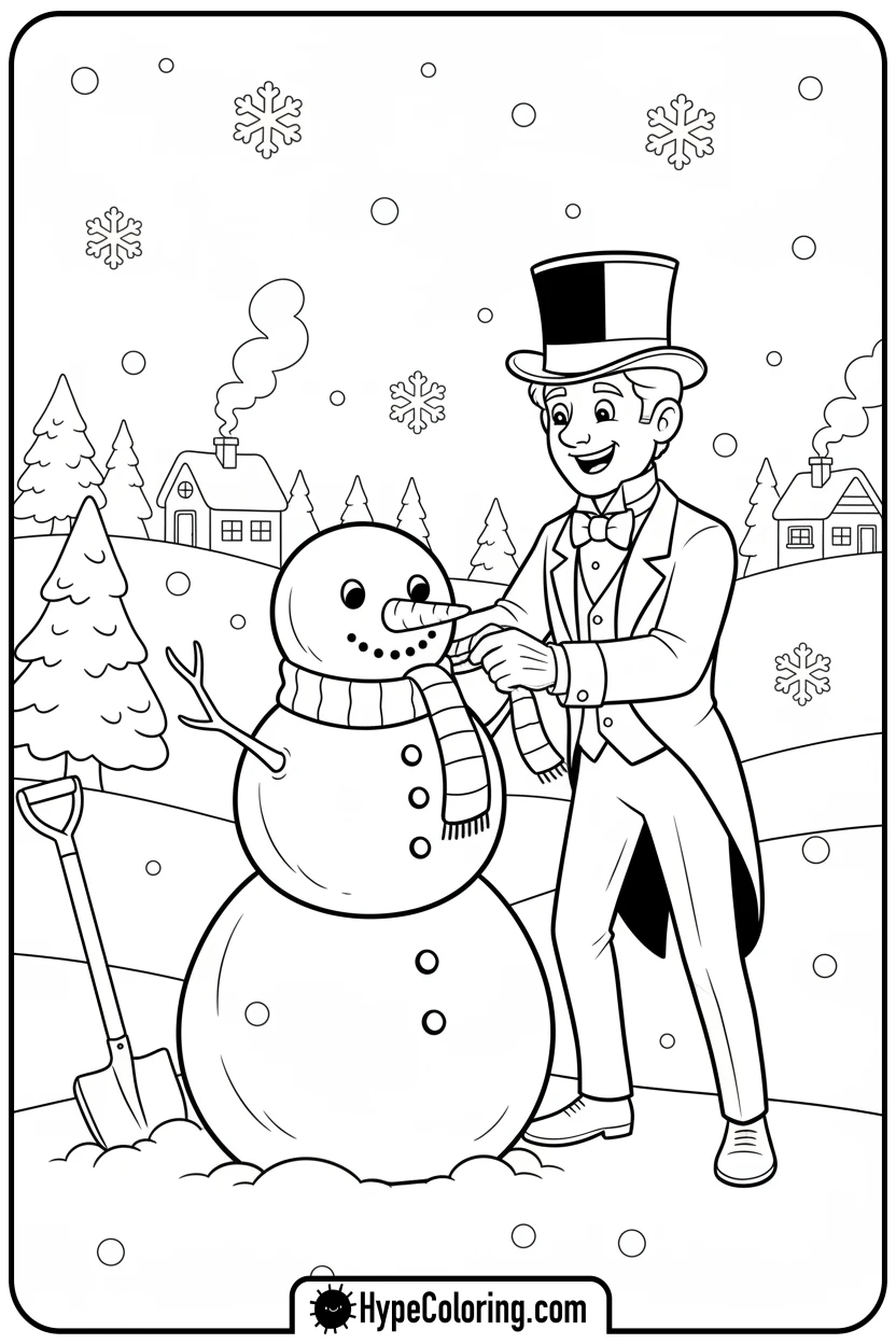 dandy-building-snowman - dandys world coloring page