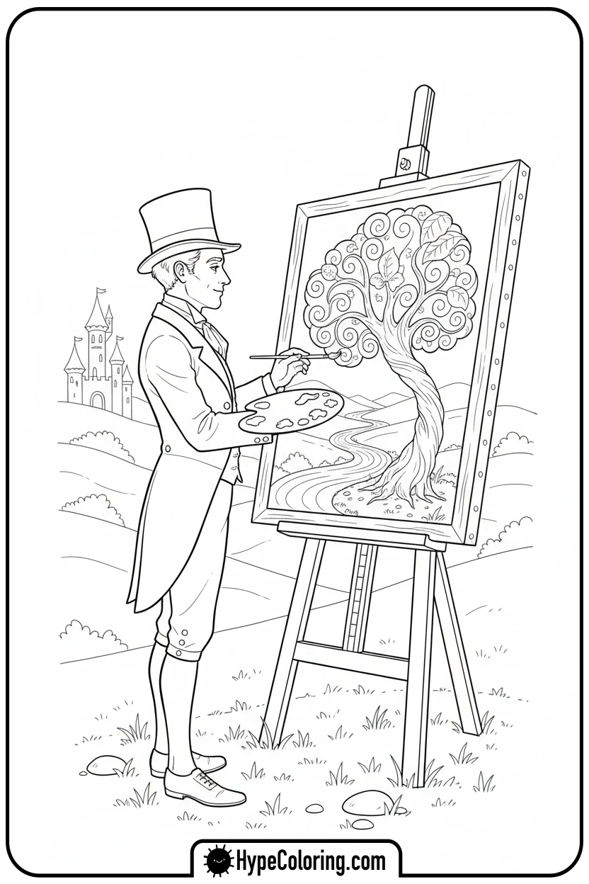 dandy-painting-landscape - dandys world coloring page