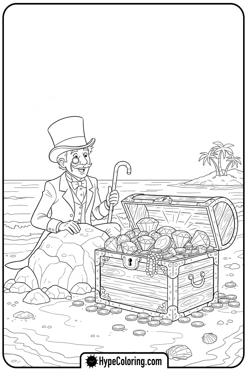 dandy-discovering-treasure-chest - dandys world coloring page