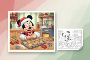 minnie-mouse-enthusiastically-baking-a - disney christmas coloring pages