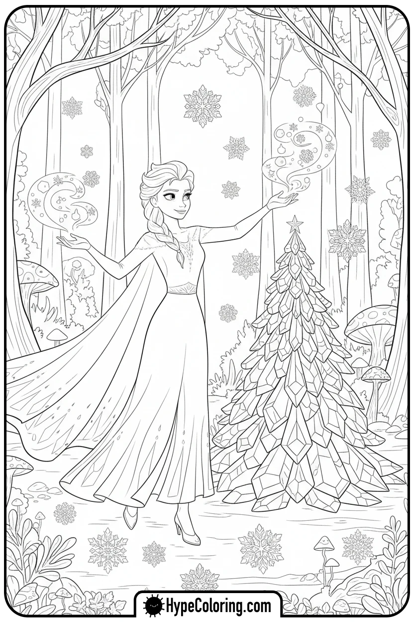 Click to download PDF elsa-creating-ice-sculptures - disney christmas coloring pages