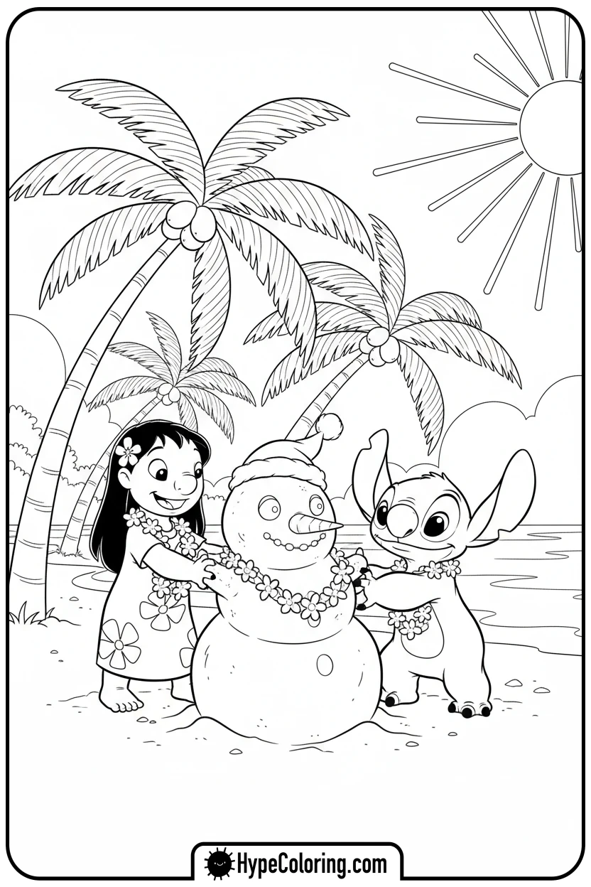 Click to download PDF lilo-and-stitch-sandman - disney christmas coloring pages