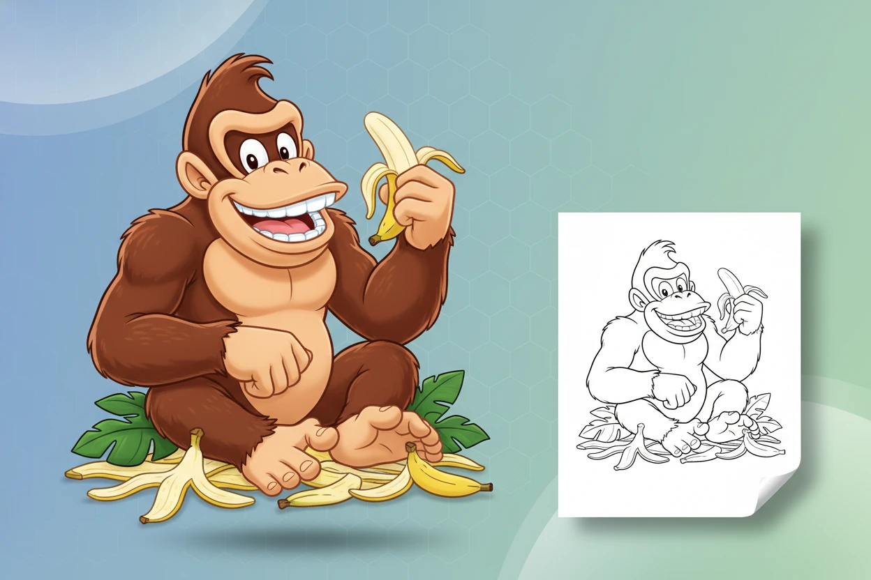 donkey-kong-sitting-cross-legged-holding - donkey kong coloring pages