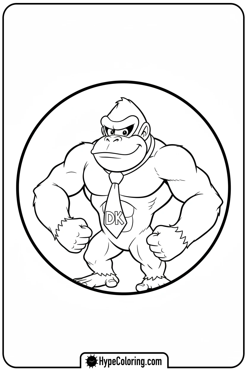donkey-kong-flexing-muscles - donkey kong coloring pages