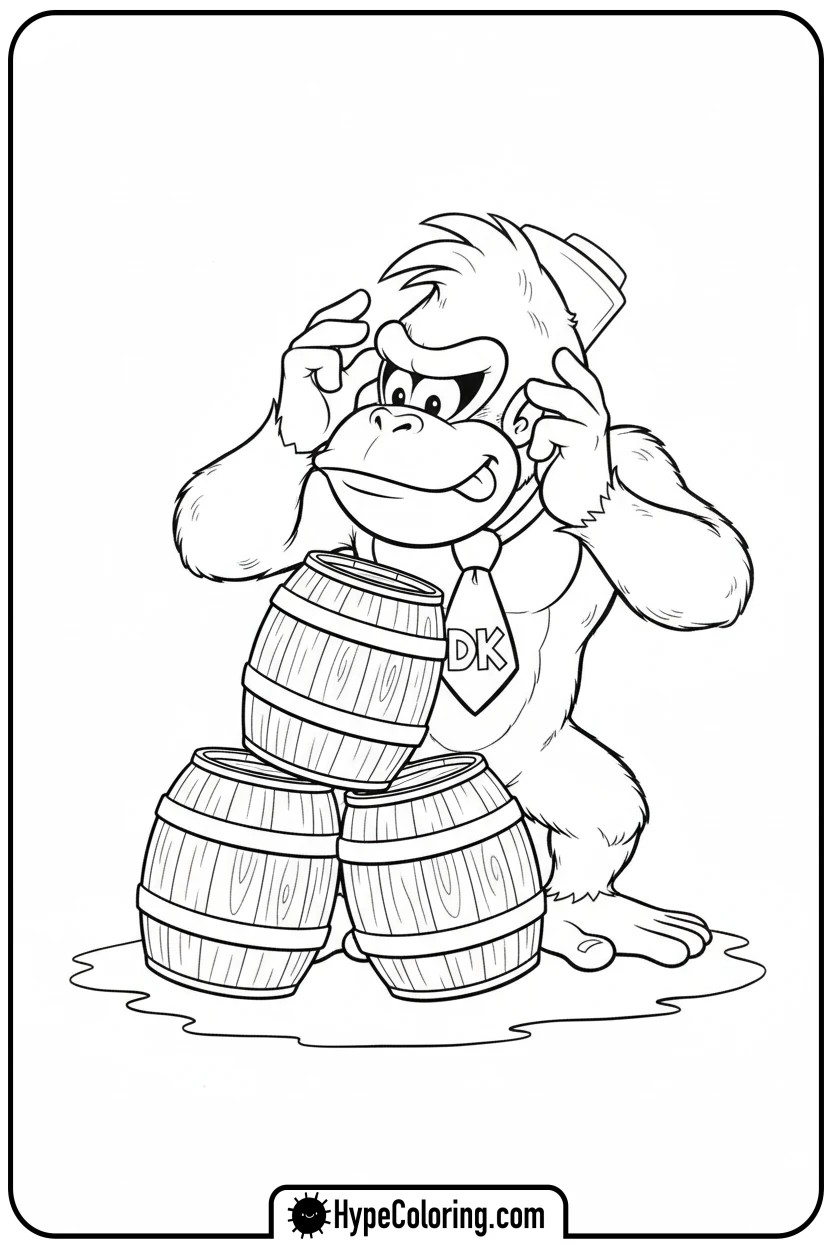 donkey-kong-stacking-barrels - donkey kong coloring pages
