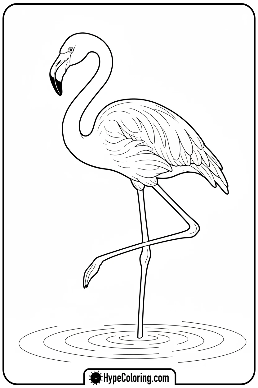 Click to download PDF flamingo-standing-on-one-leg - flamingo coloring pages
