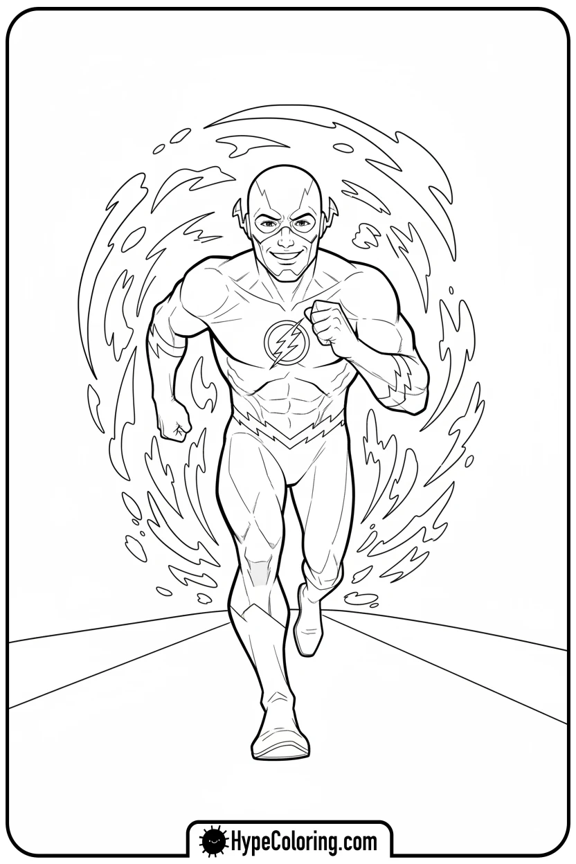 flash-running-with-speed-blur - flash coloring pages