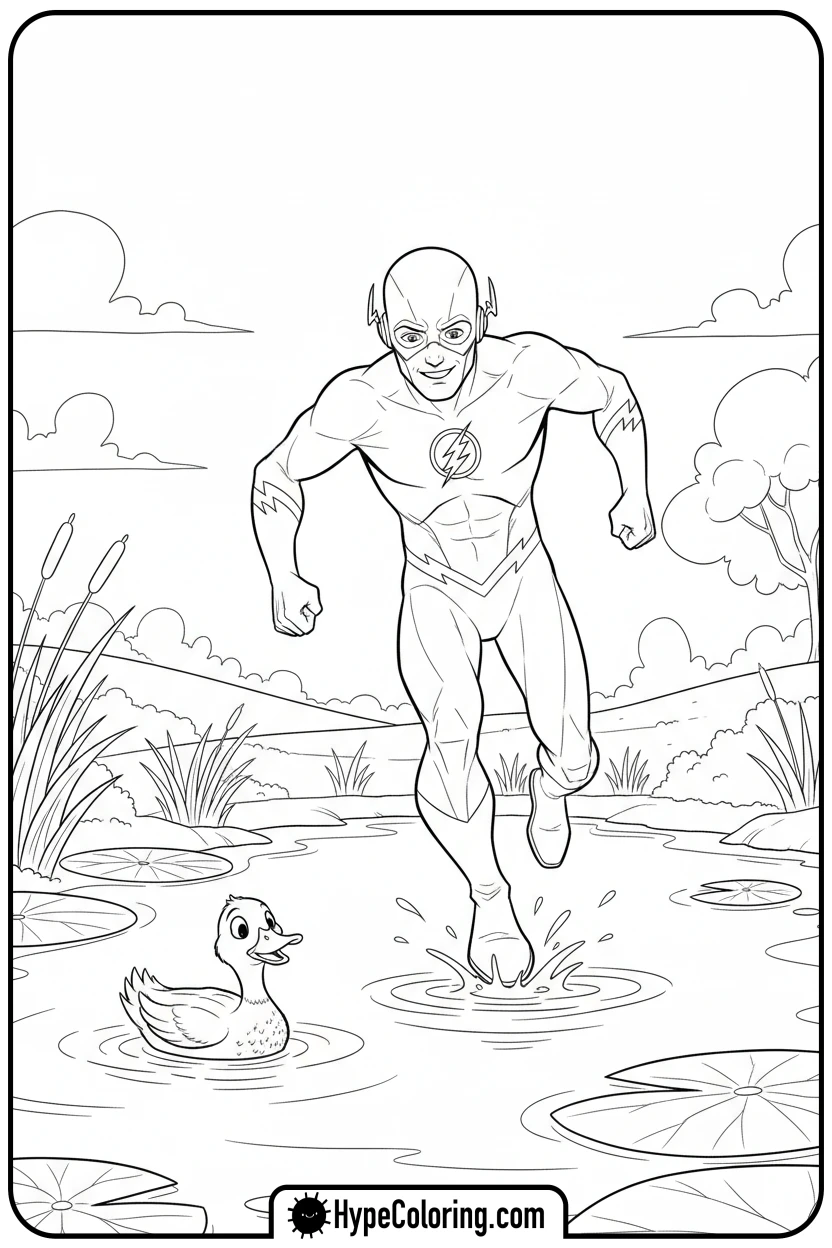 flash-running-on-water - flash coloring pages