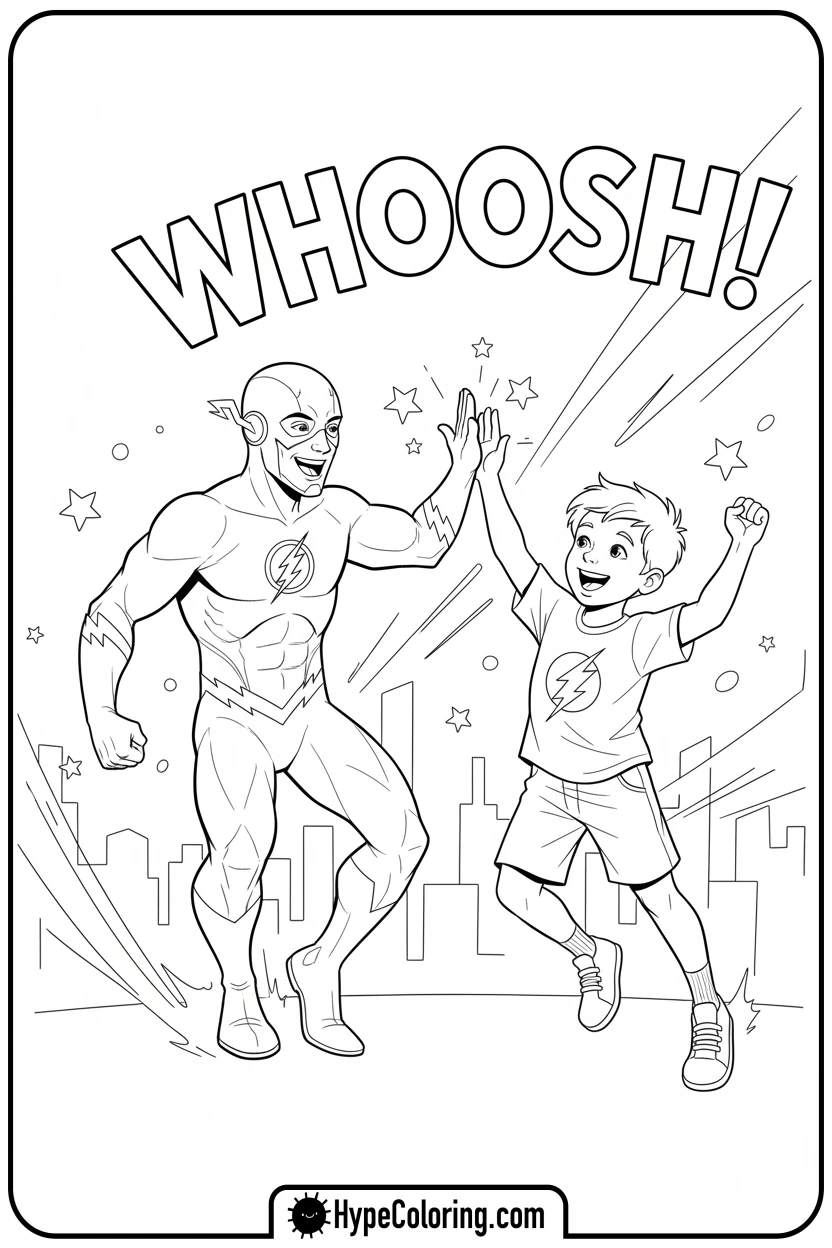 flash-high-fiving-child - flash coloring pages