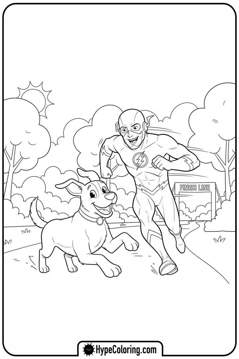 flash-racing-a-dog - flash coloring pages