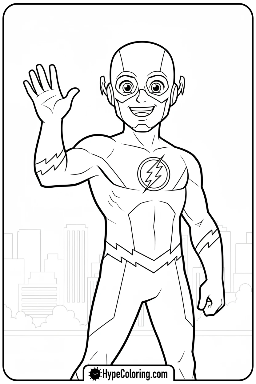 flash-waving-hello - flash coloring pages