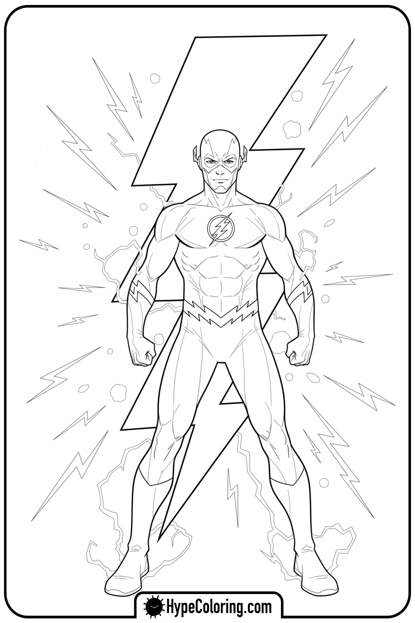 flash-with-lightning-bolt - flash coloring pages
