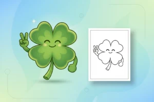 a-peace-loving-four-leaf-clover-holding - four leaf clover coloring page