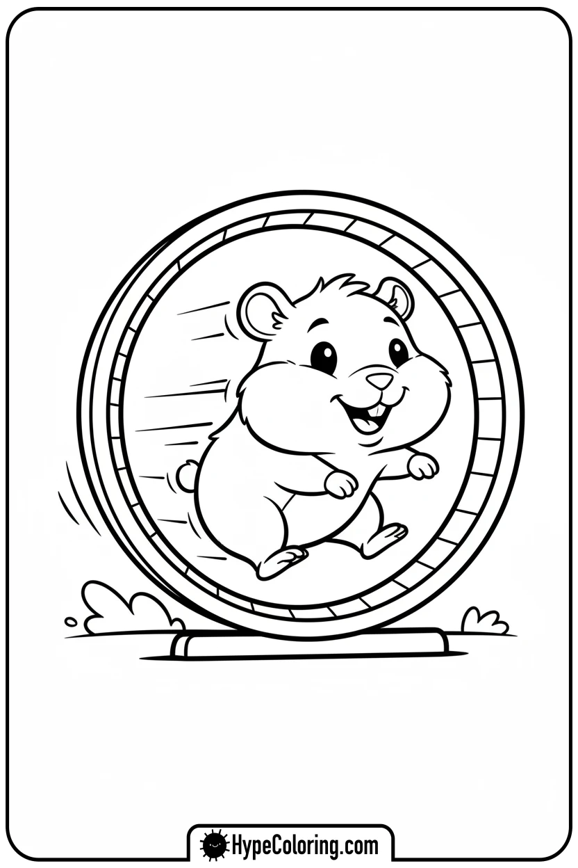 hamster-running-in-wheel - hamster coloring page