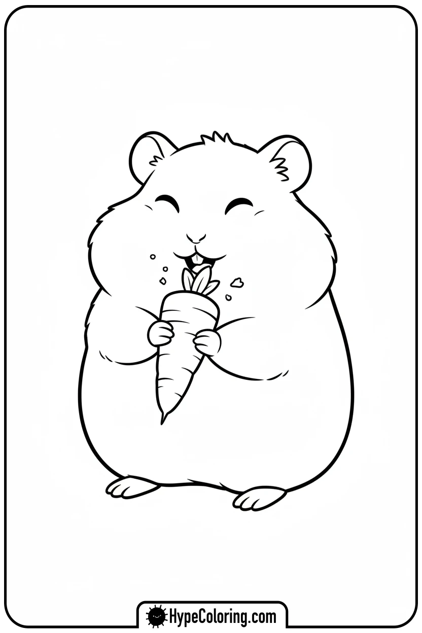 hamster-eating-carrot - hamster coloring page