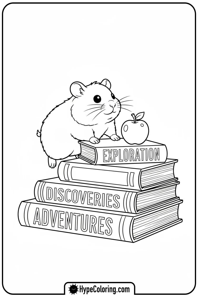 hamster-climbing-books - hamster coloring page