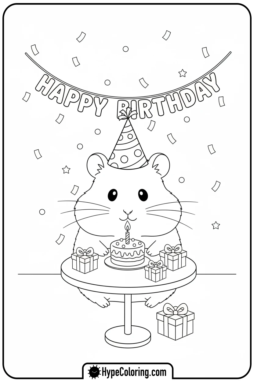 hamster-birthday-party - hamster coloring page