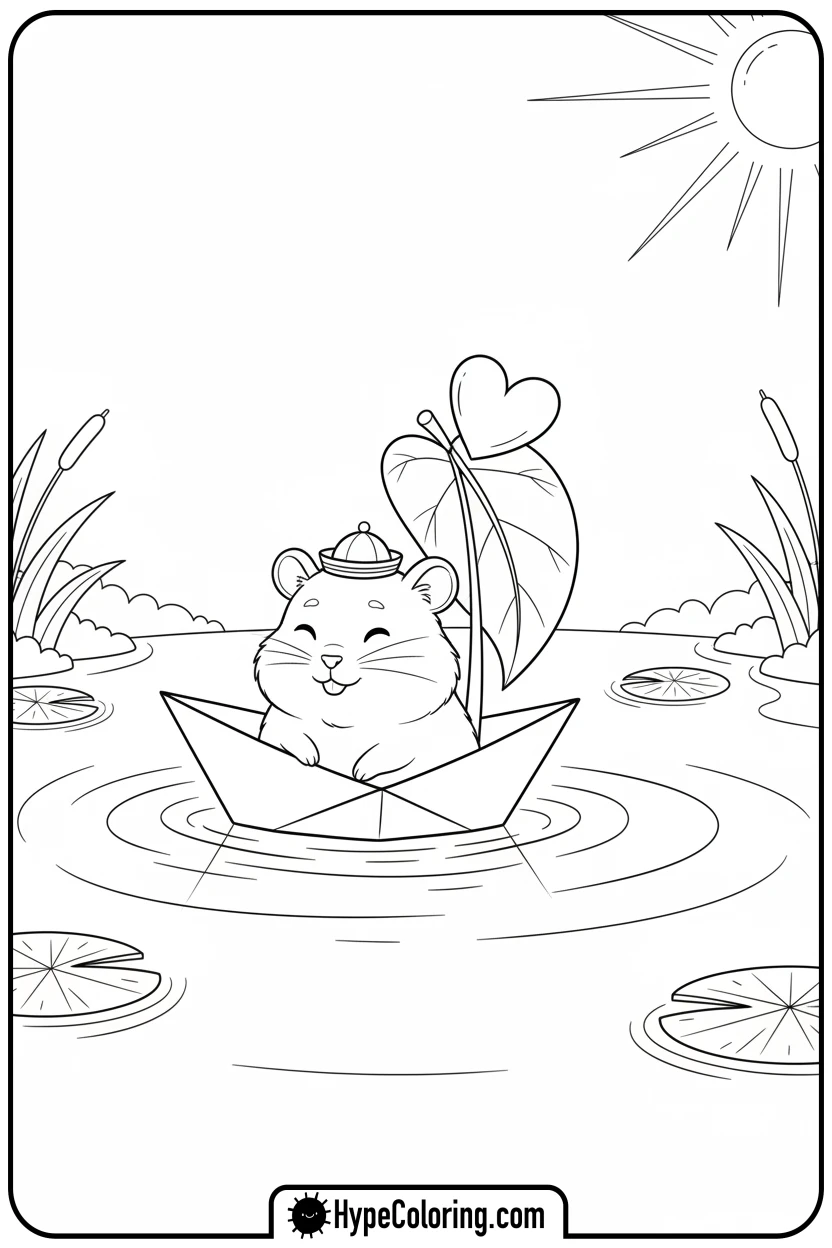 hamster-in-paper-boat - hamster coloring page