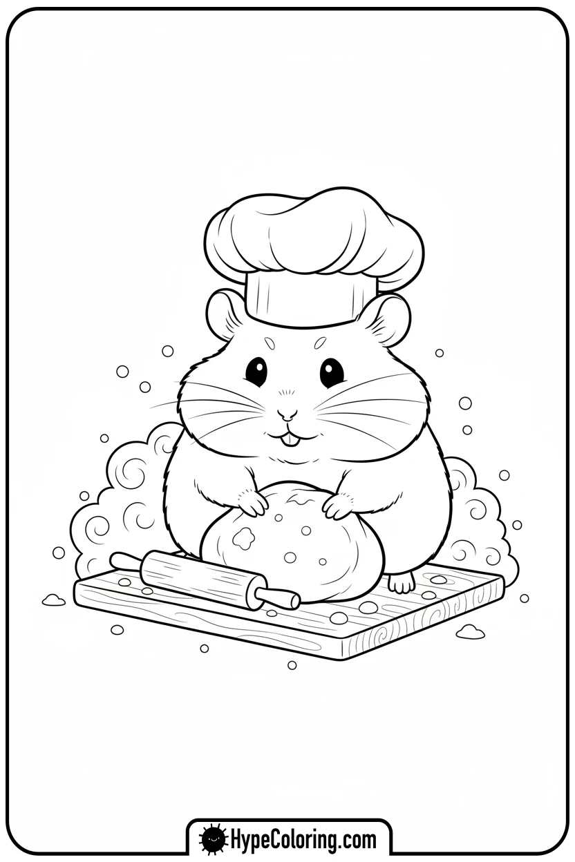 hamster-chef-baking - hamster coloring page