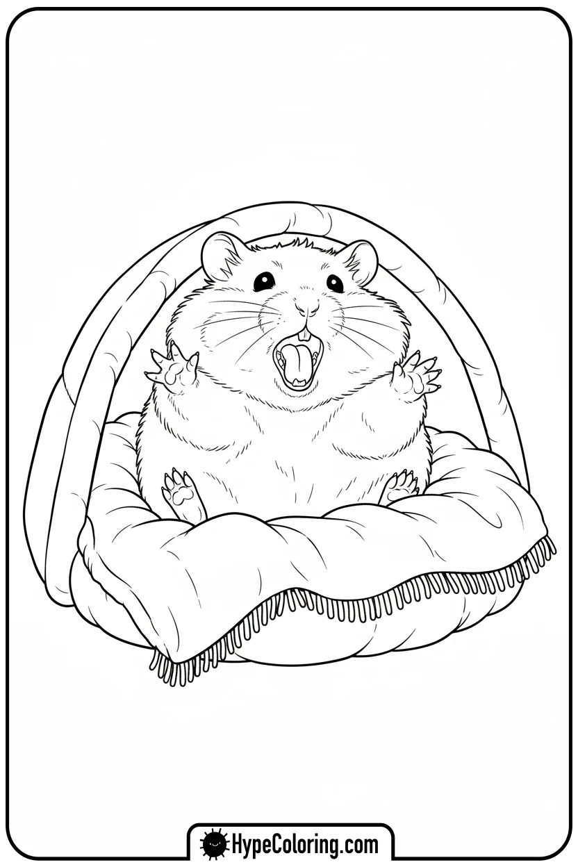 hamster-yawning-and-stretching - hamster coloring page