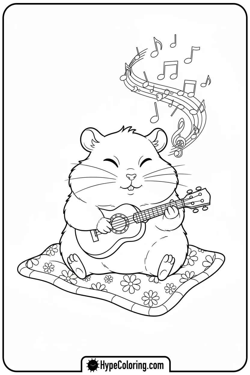 hamster-playing-ukulele - hamster coloring page
