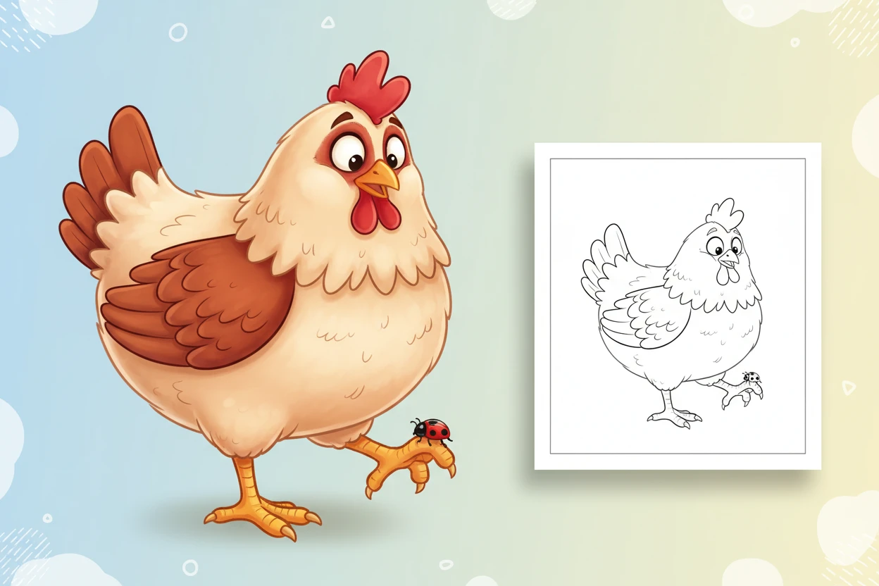 a-surprised-hen-with-wide - hen coloring page