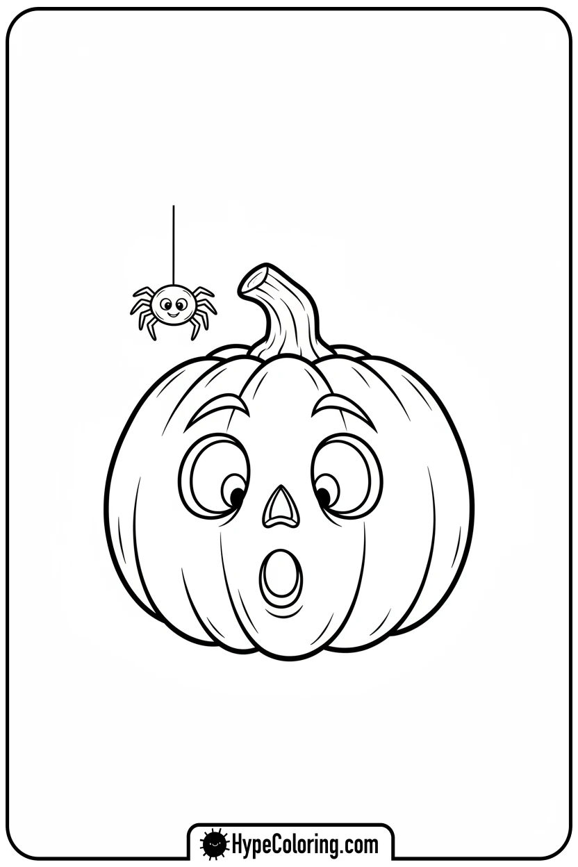Click to download PDF jack-o-lantern-with-spider-friend - jack o lantern coloring page
