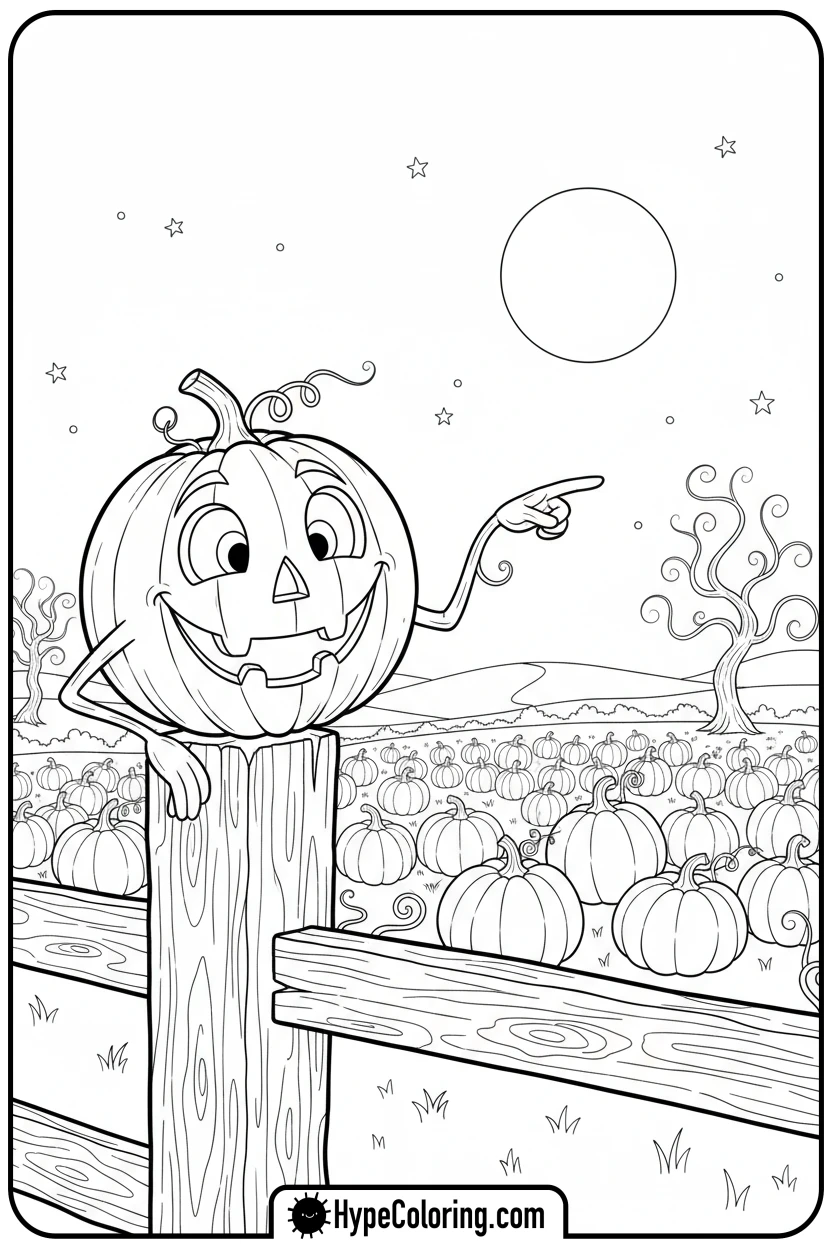 Click to download PDF jack-o-lantern-on-fence-post - jack o lantern coloring page
