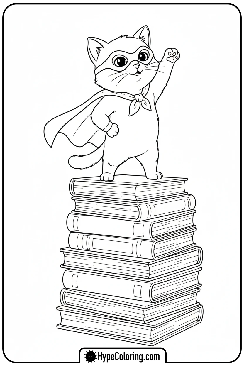 superhero-kitty - kitty coloring page