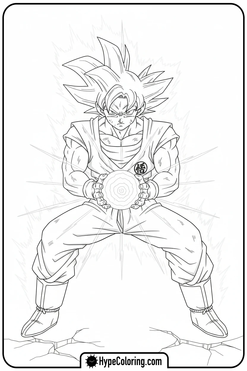 goku-charging-kamehameha - goku coloring pages