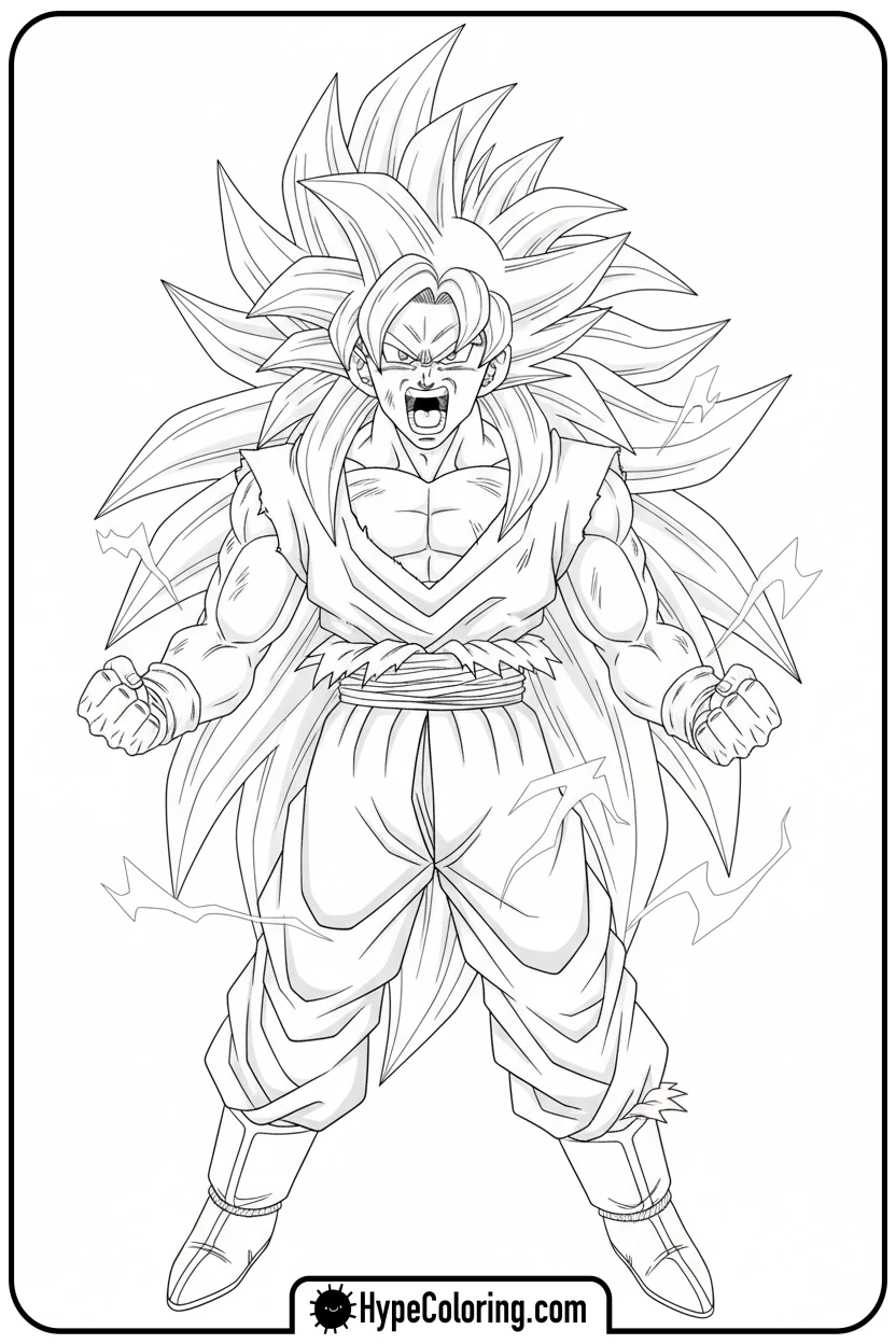 goku-as-super-saiyan-3-roaring - goku coloring pages